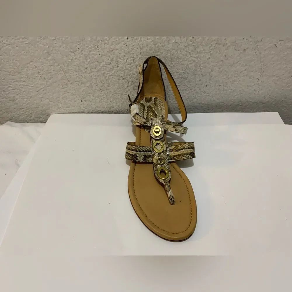 New Coach Snakeskin Python Embossed Wedge Sandals Turn Lock SIZE 7.5 B